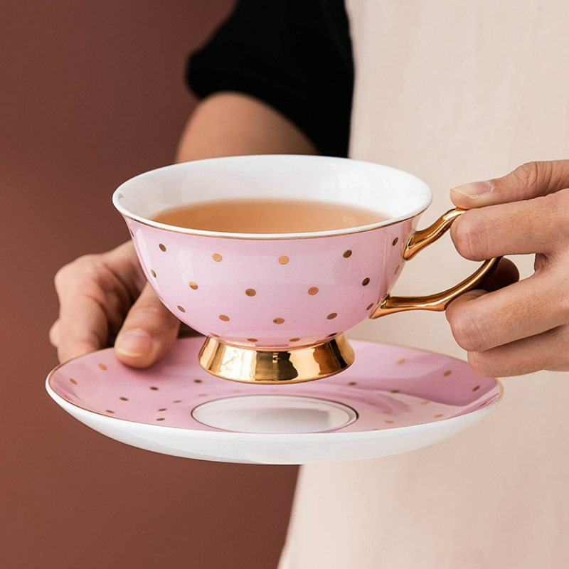 Coffee Tea Game - Tazas de Café de Cerámica Rosa