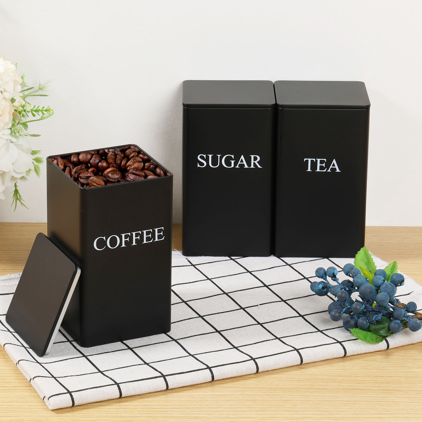 Coffee Tea Sugar Container Set - Botes de almacenamiento de granos de
