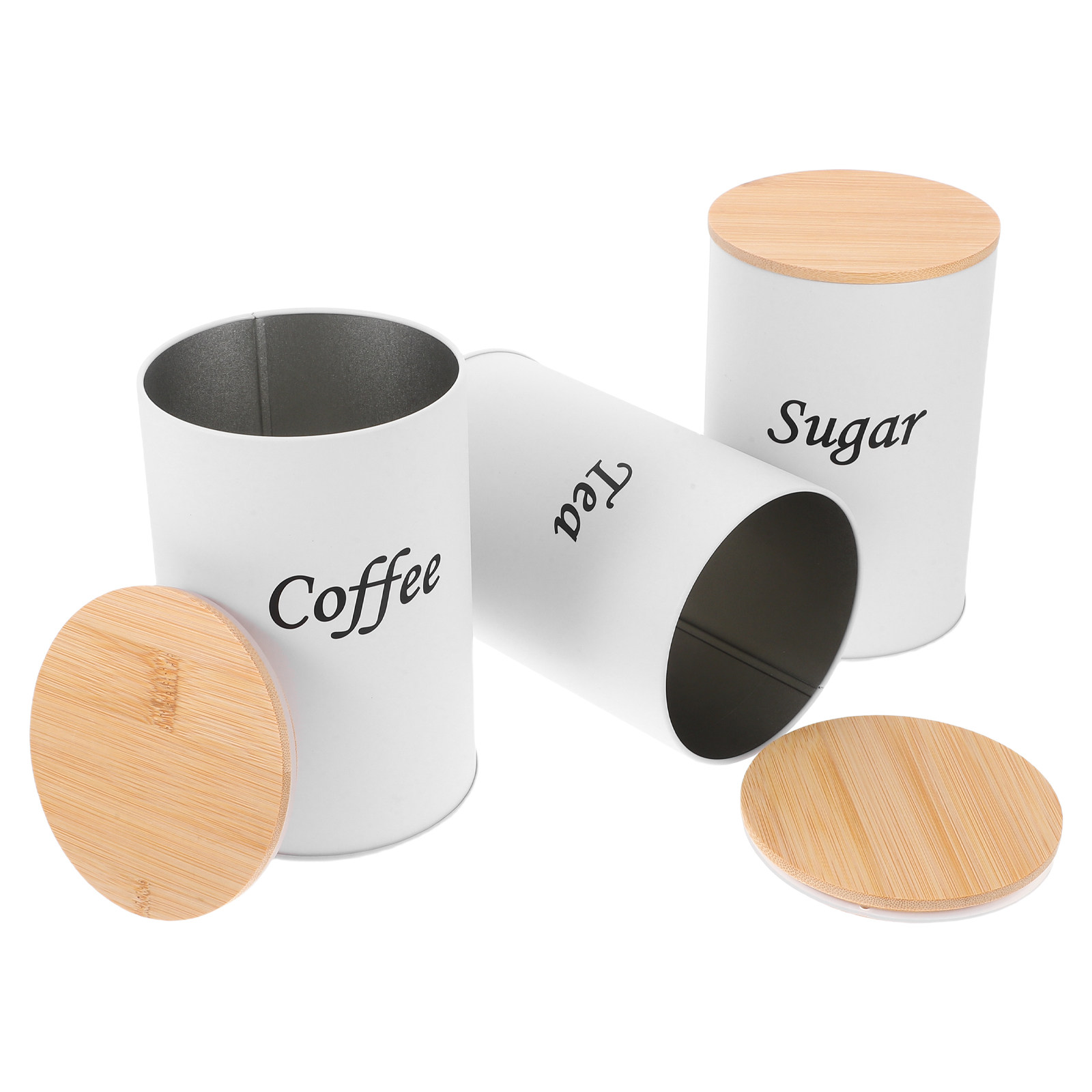 Coffee Tea Sugar - Juego de 3 Recipientes Herméticos Redondos