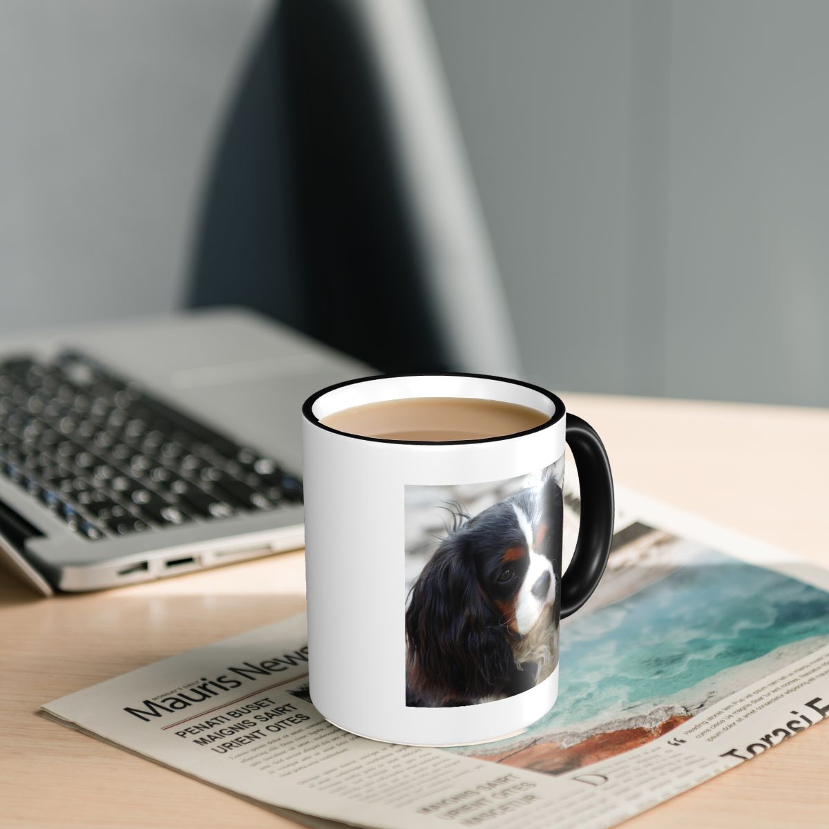 Coffee Tea Photos - Taza con Foto de Perro Tricolor