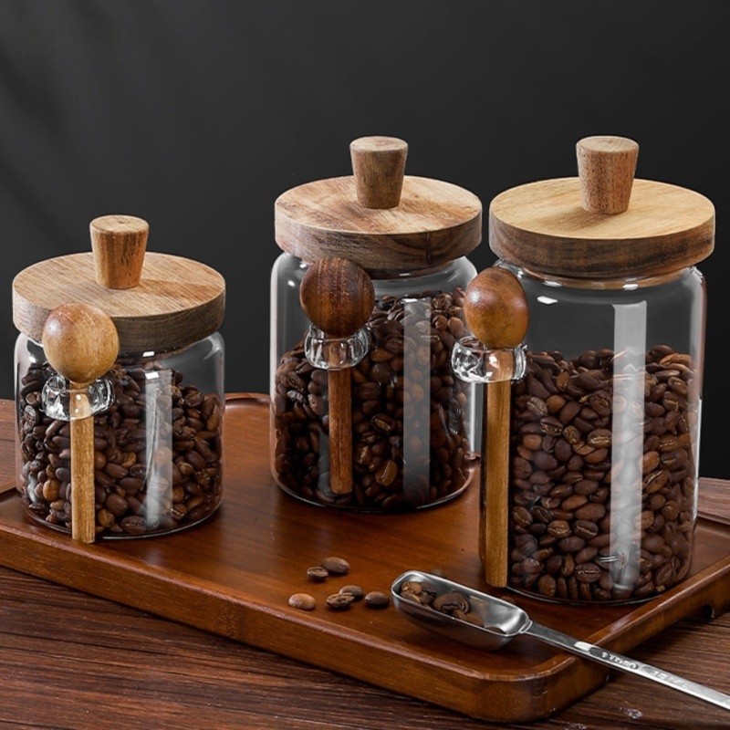 Coffee Tea Sugar Container Set - Juego de 3 recipientes de vidrio