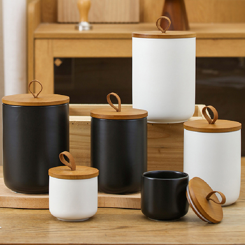 Coffee Tea Sugar Container Set - Tarro de almacenamiento de cerámica nórdica,
