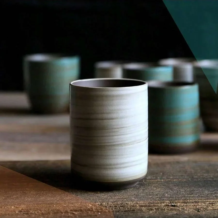 Coffee Tea Essentials - Taza de gres esmaltada craquelada pintada