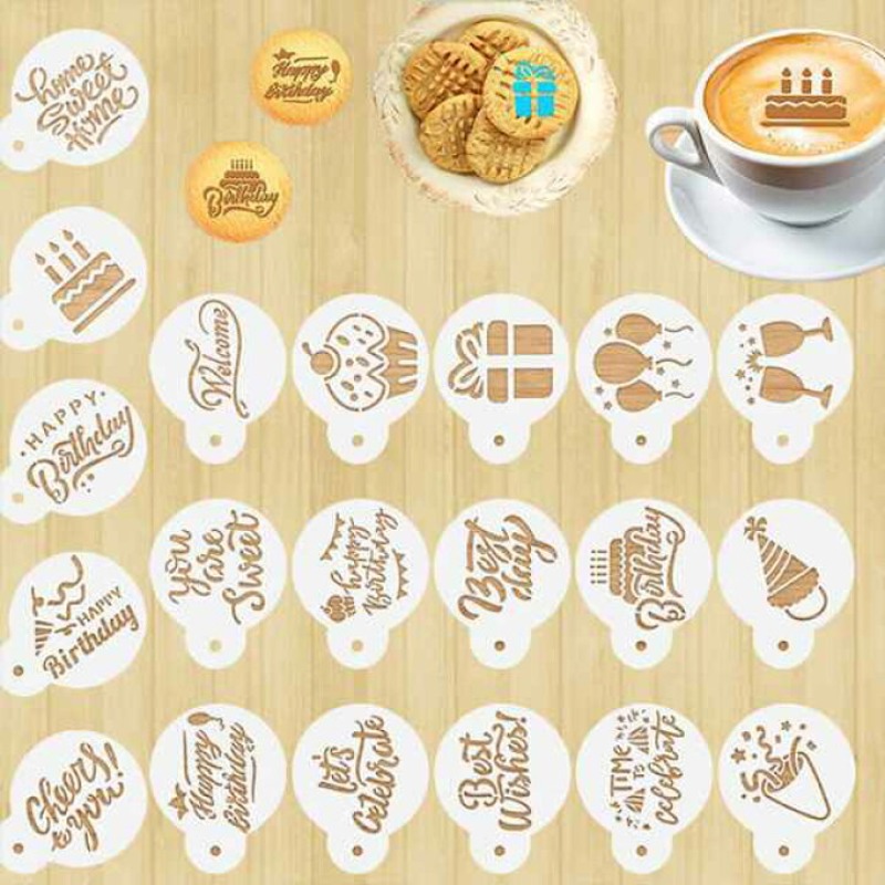 Coffee Stencil Art - Juego de plantillas de arte Latte