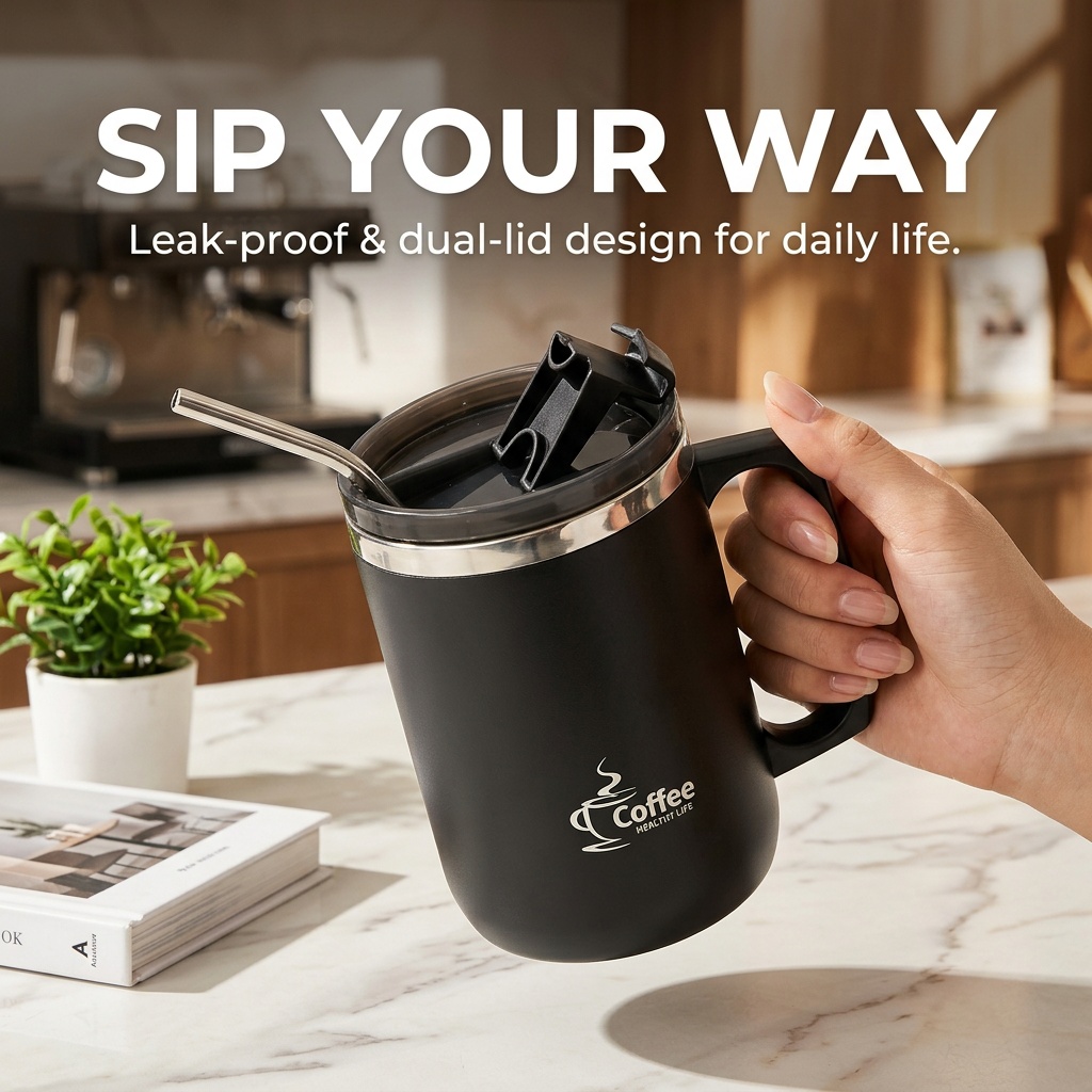 Taza Térmica de Viaje con Asa, - Coffee Tea Tumbler reseña y precio