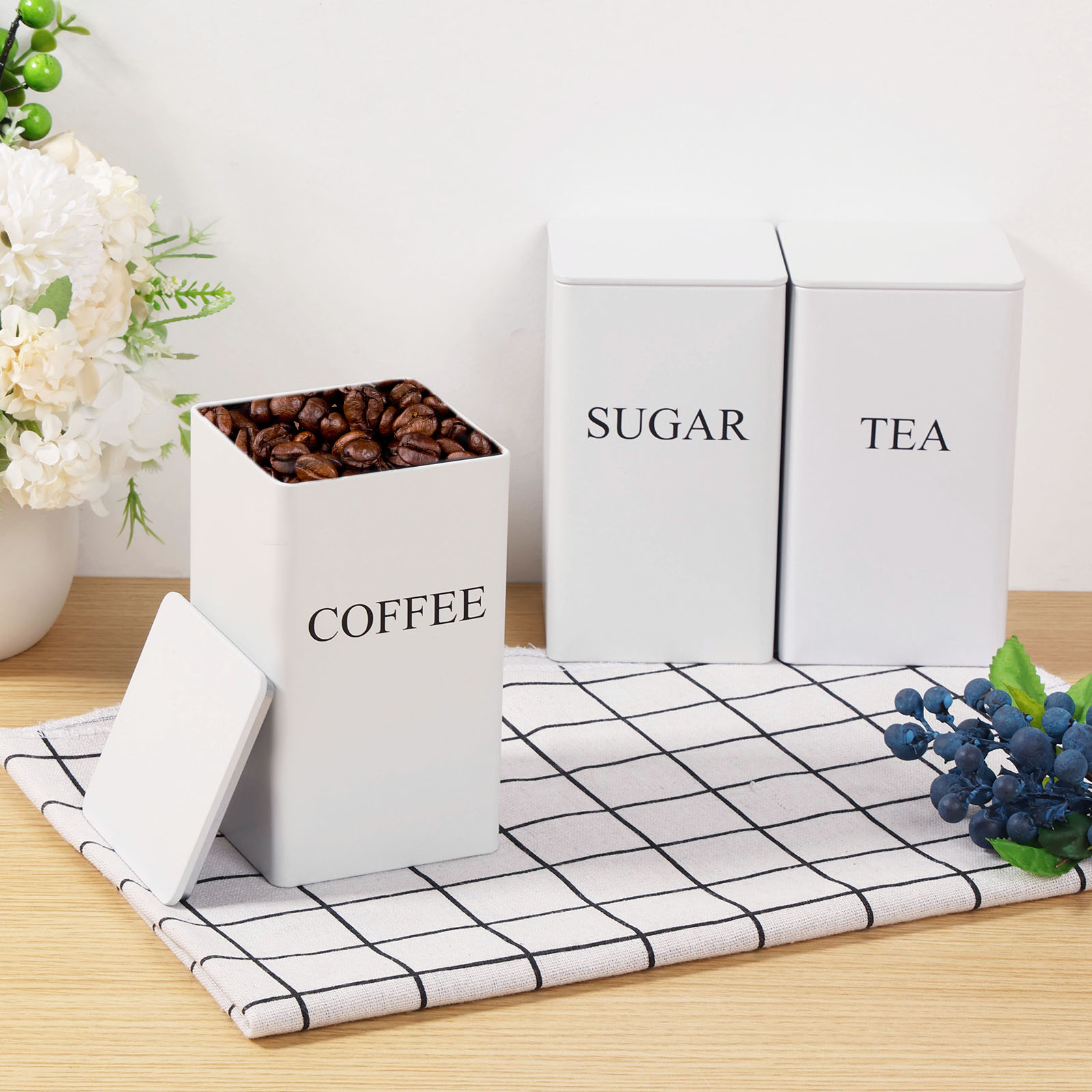 Botes de almacenamiento de gra - Coffee Tea Sugar Container Set reseña y precio
