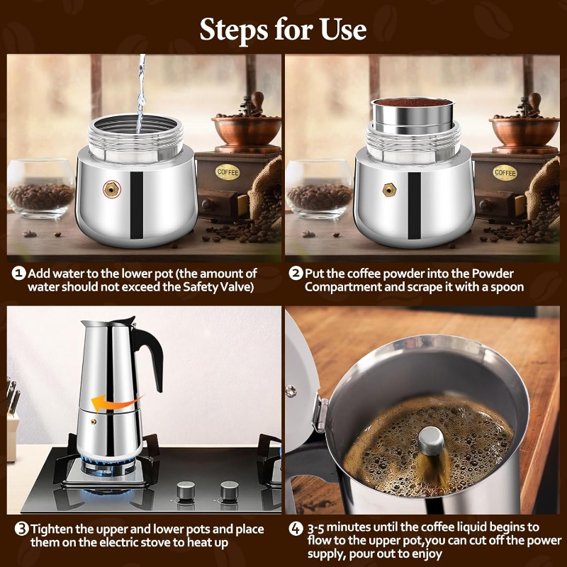 Cafetera Mocha de 6 Tazas, Per - Moka Pot Stove reseña y precio