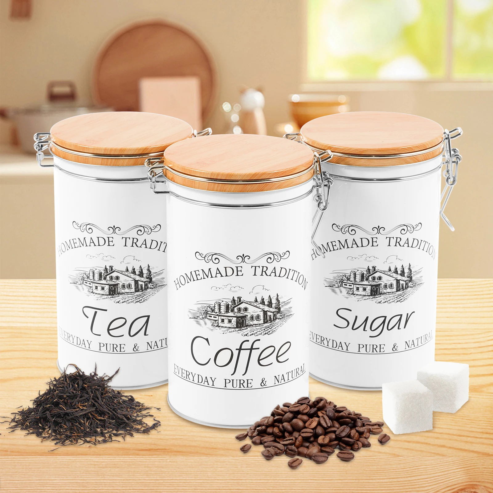 3 unids/set de botes de azúcar - Coffee Tea Sugar Container Set reseña y precio