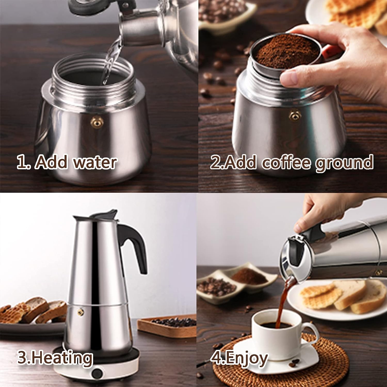 4/6/9 tazas Moka Pot Caffe Taz - Moka Pot Stove reseña y precio