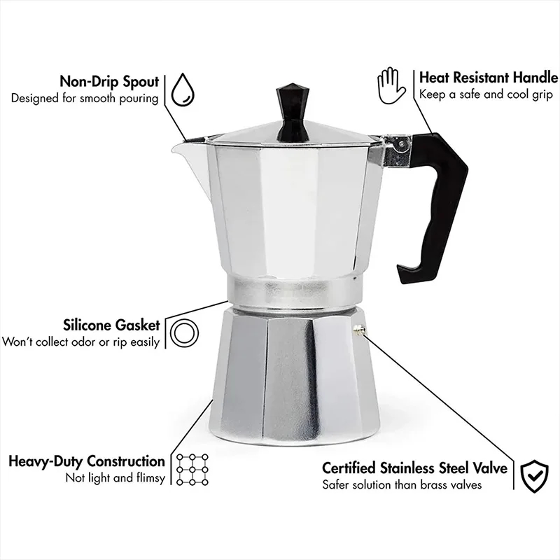 Cafetera italiana Moka, cafete - Moka Pot Stove reseña y precio