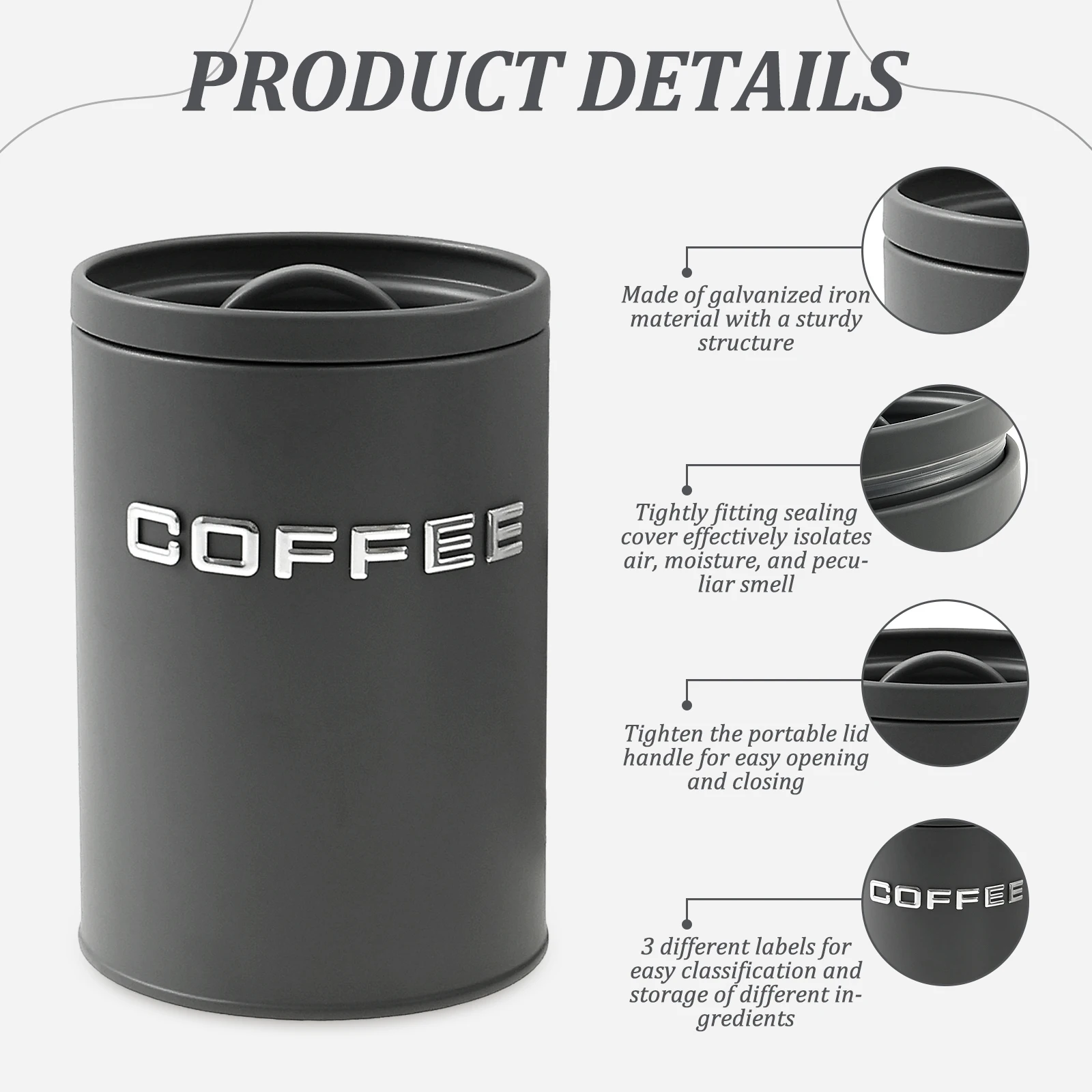 Tarro redondo de Metal para co - Coffee Tea Sugar Container Set reseña y precio