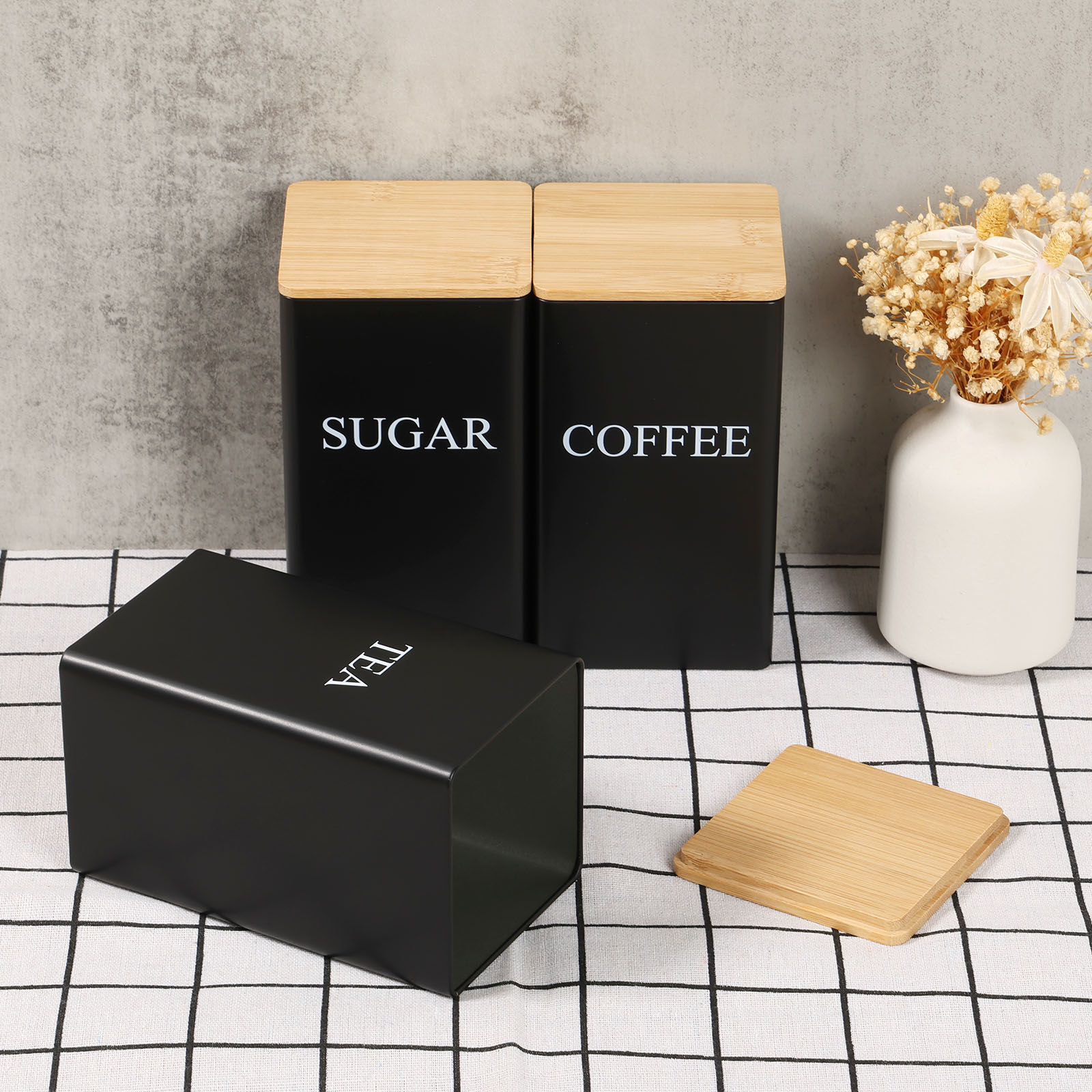 Tarro de almacenamiento de gra - Coffee Tea Sugar Canister Set reseña y precio