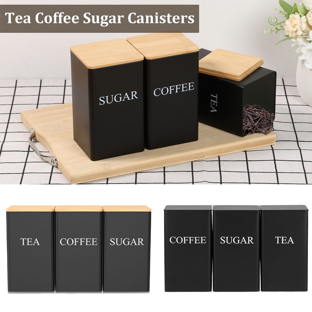 Tarro de almacenamiento de gra - Coffee Tea Sugar Canister Set reseña y precio