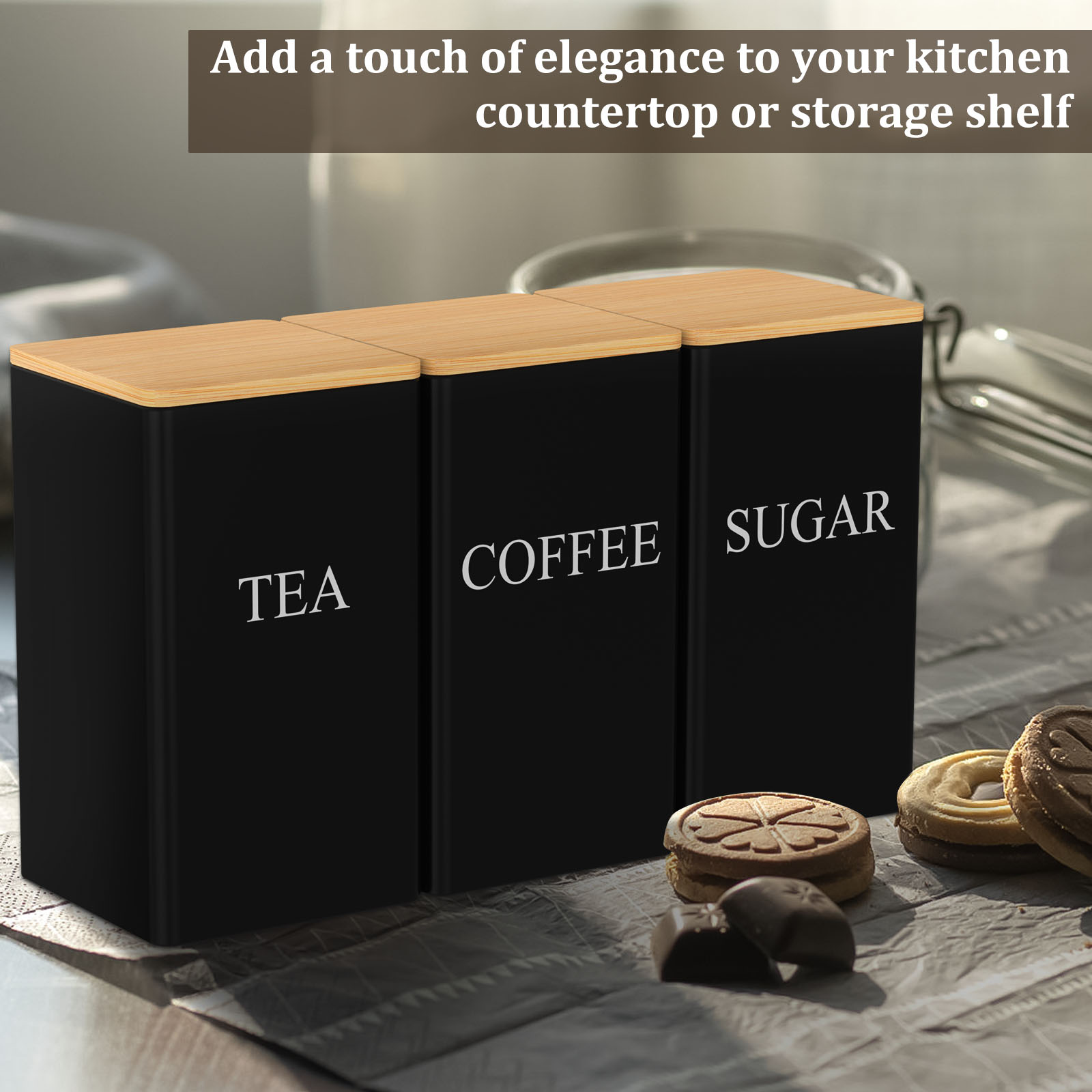 Tarro de almacenamiento de gra - Coffee Tea Sugar Canister Set reseña y precio